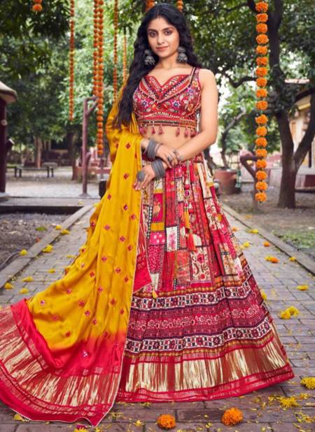 Pink And Yellow Colour Anaara Tathastu New Latest Designer Ethnic Wear Exclusive Pure Gaji Satin Lehenga Choli Collection 105